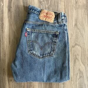 Levis 501 XX Jeans Mens 32x30 Blue Medium Washed Denim Straight Button Fly Work